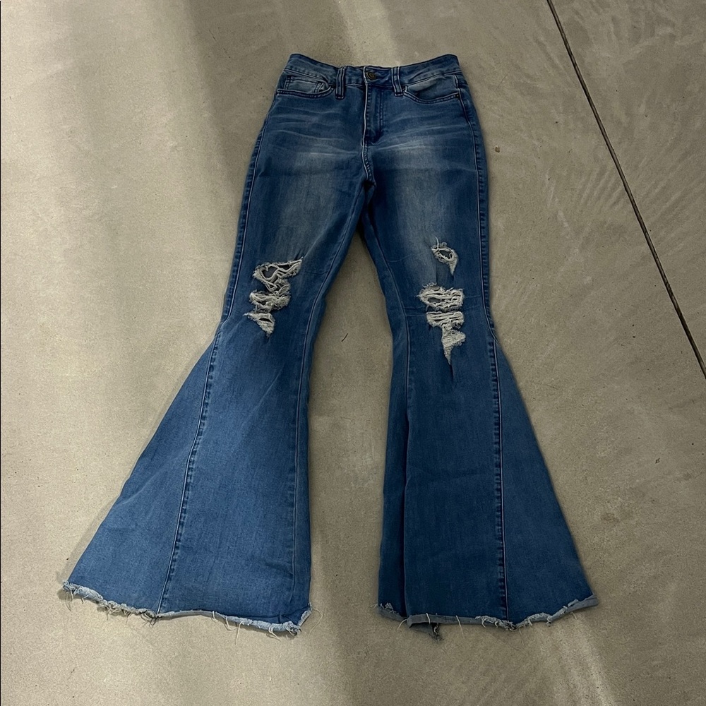 YMI Distressed Flare Jeans